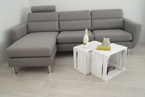 Wohnlandschaft  Sofa Couch Webstoff Grau Universal