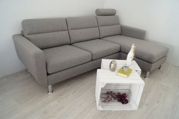 Wohnlandschaft  Sofa Couch Webstoff Grau Universal
