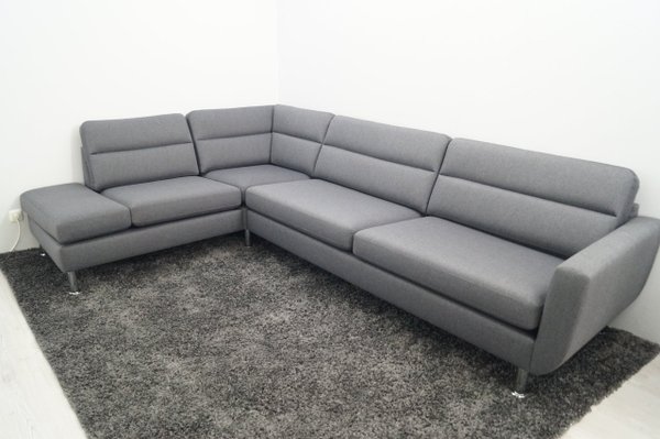 XXL Sofa Couch Webstoff Grau 310CM LINKS