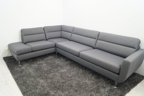 XXL Sofa Couch Webstoff Grau 310CM LINKS