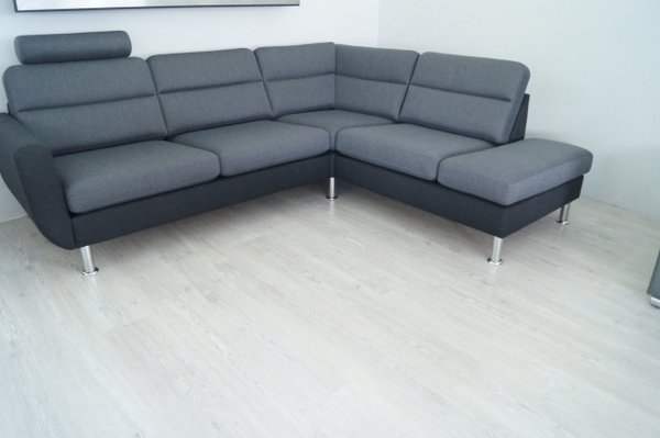 Wohnlandschaft  Sofa Couch Webstoff Rechts inkl. Kopfstütze
