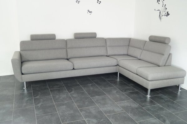 XXL Sofa Couch Webstoff Grau 310CM RECHTS