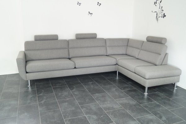 XXL Sofa Couch Webstoff Grau 310CM RECHTS